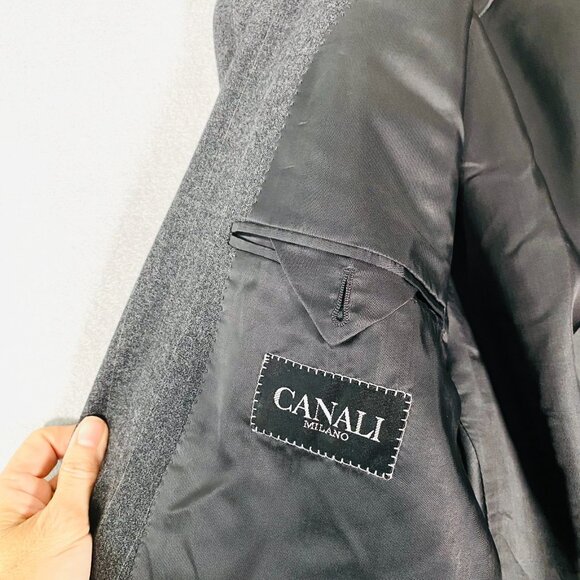 Vintage Canali x Barneys Blazer Mens 40R Gray Wool Double Breasted Jacket - Picture 6 of 14